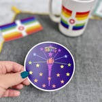 Rainbow Torch and Stars Sticker