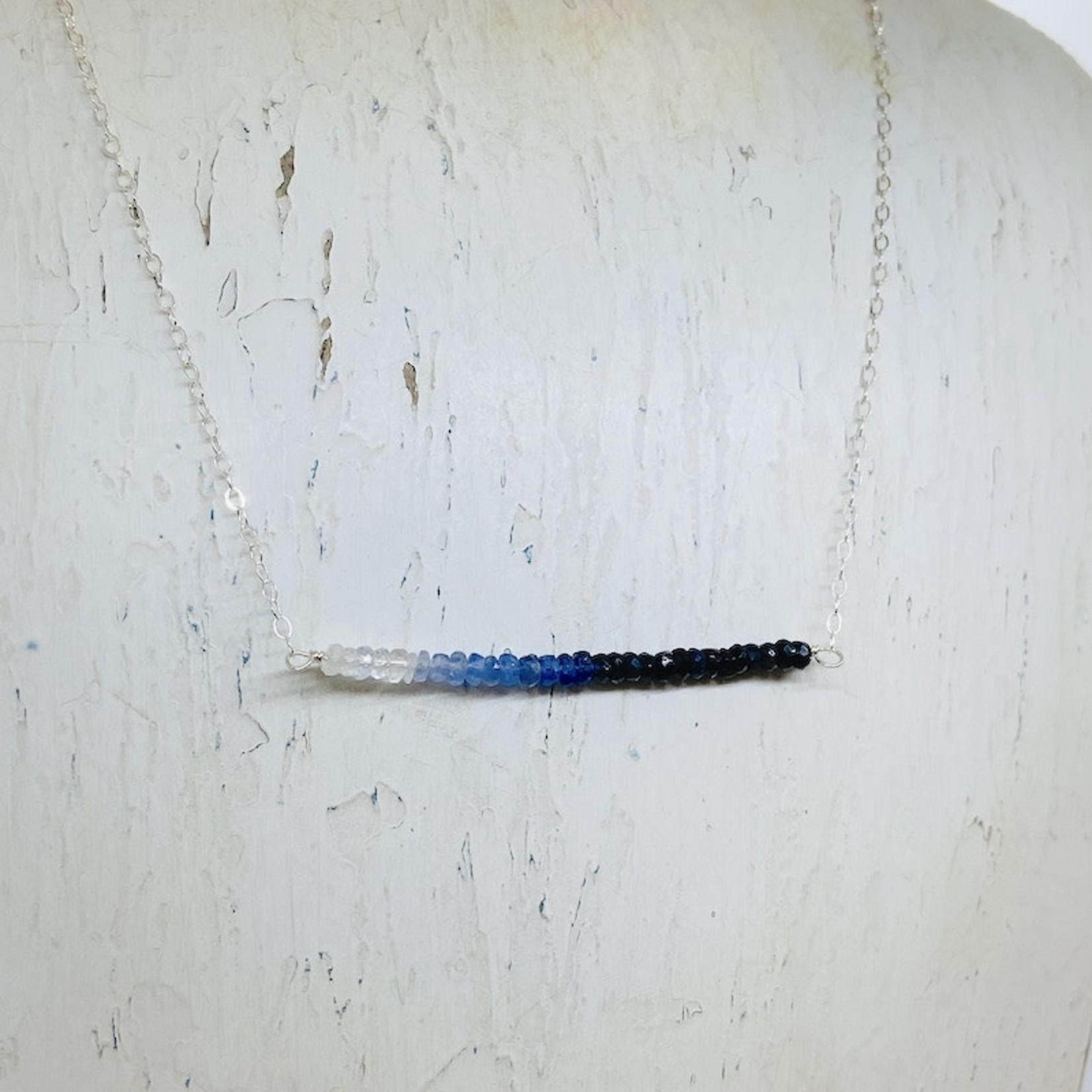 Laura Stark Designs Handmade Ombre Sapphire Bar Silver Necklace