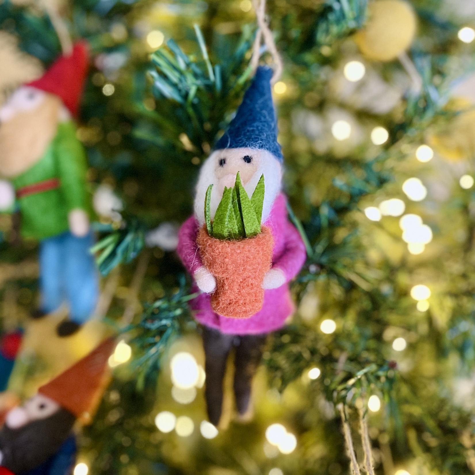 Wool Felt Gardening Gnome Ornament