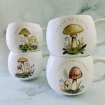 Stoneware Mug with Mushroom Image and Holiday Greeting