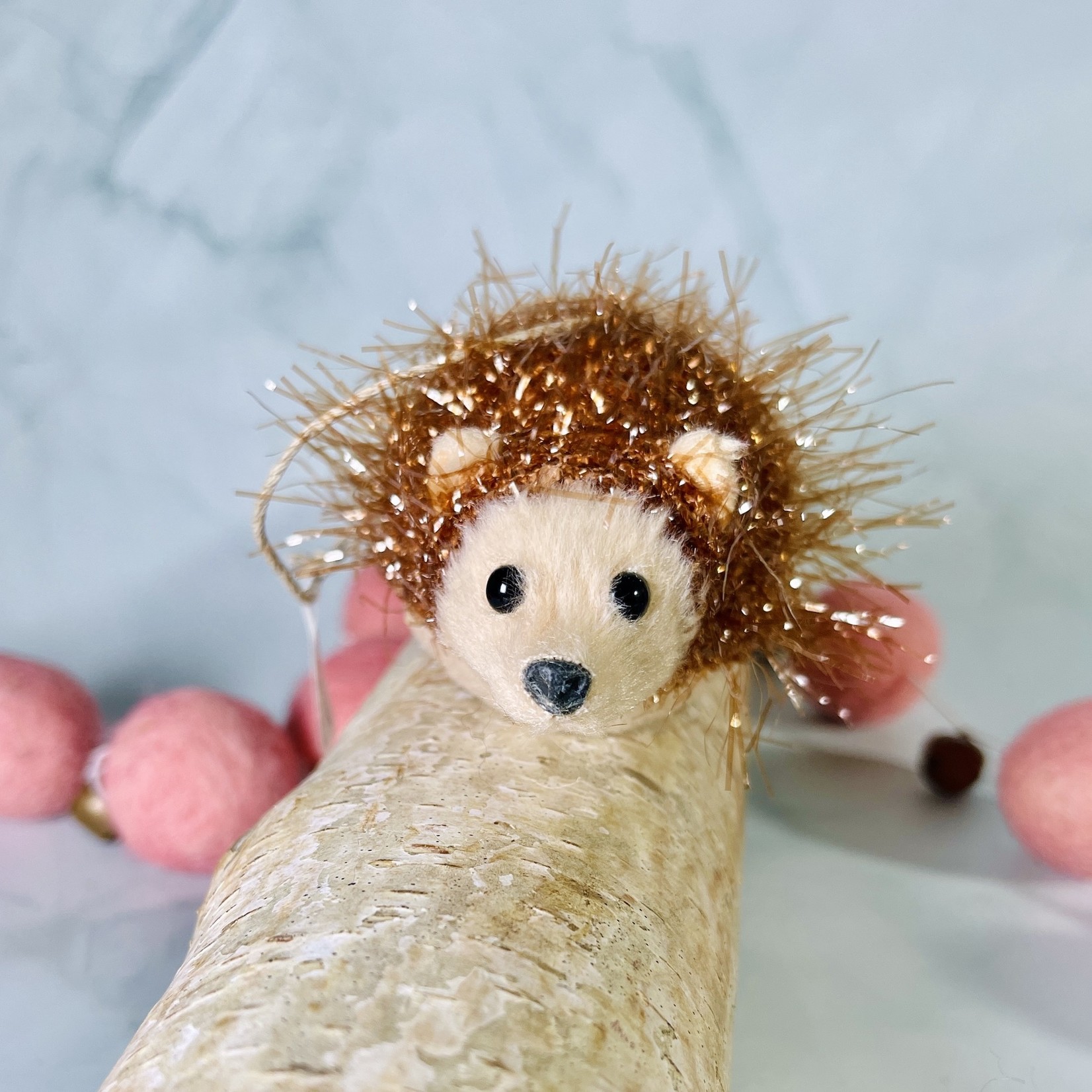 Faux Fur and Tinsel Hedgehog Ornament