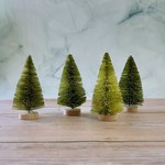 Green Bottle Brush Trees - set of 4