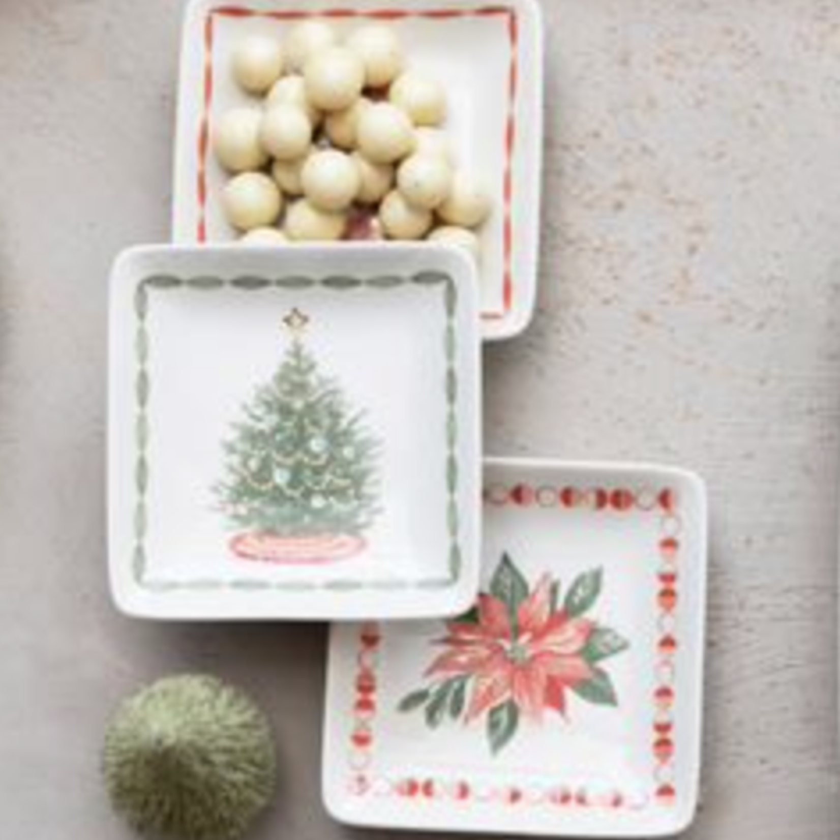 Square Stoneware Plate with Christmas Icon