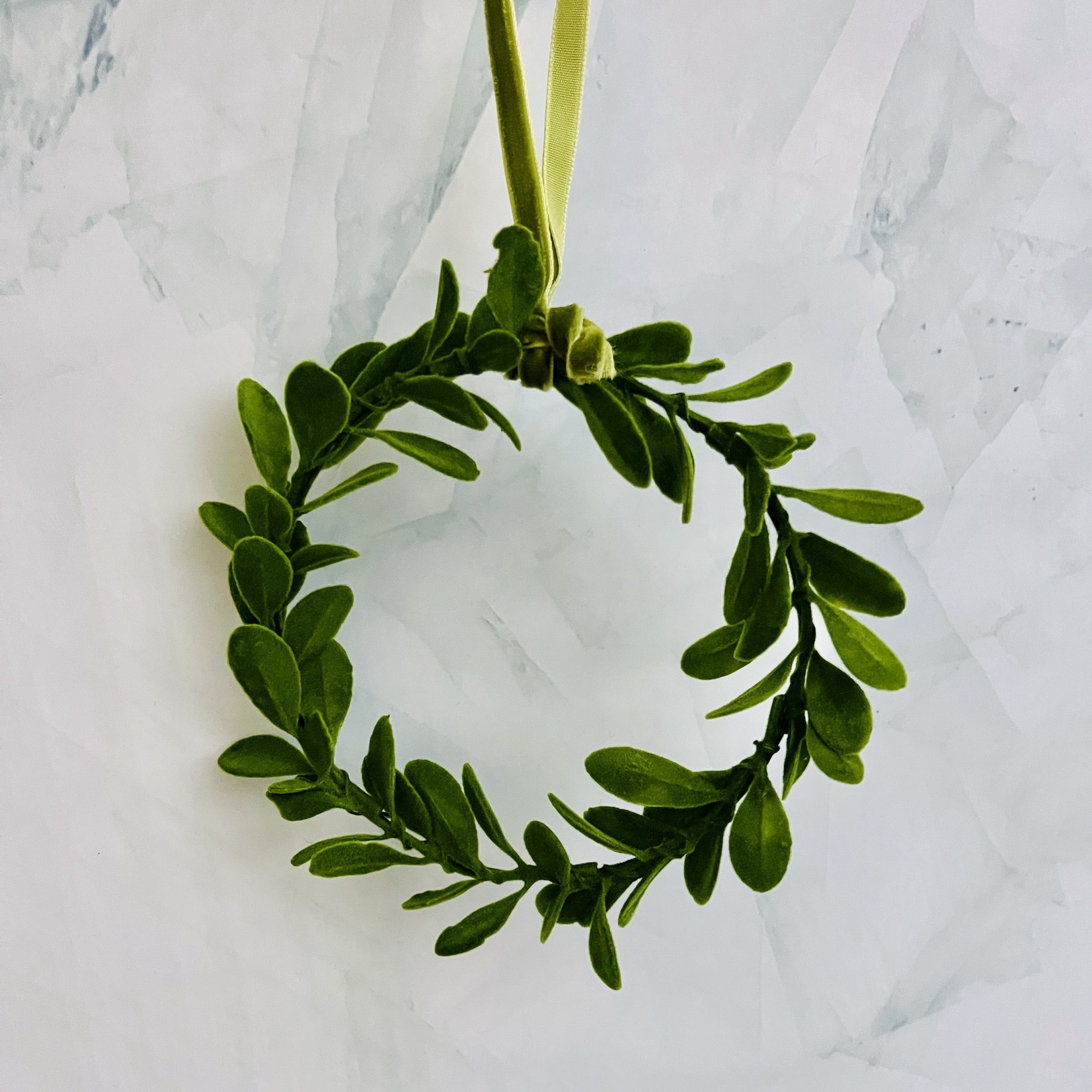 Flocked Faux Boxwood Wreath, Small