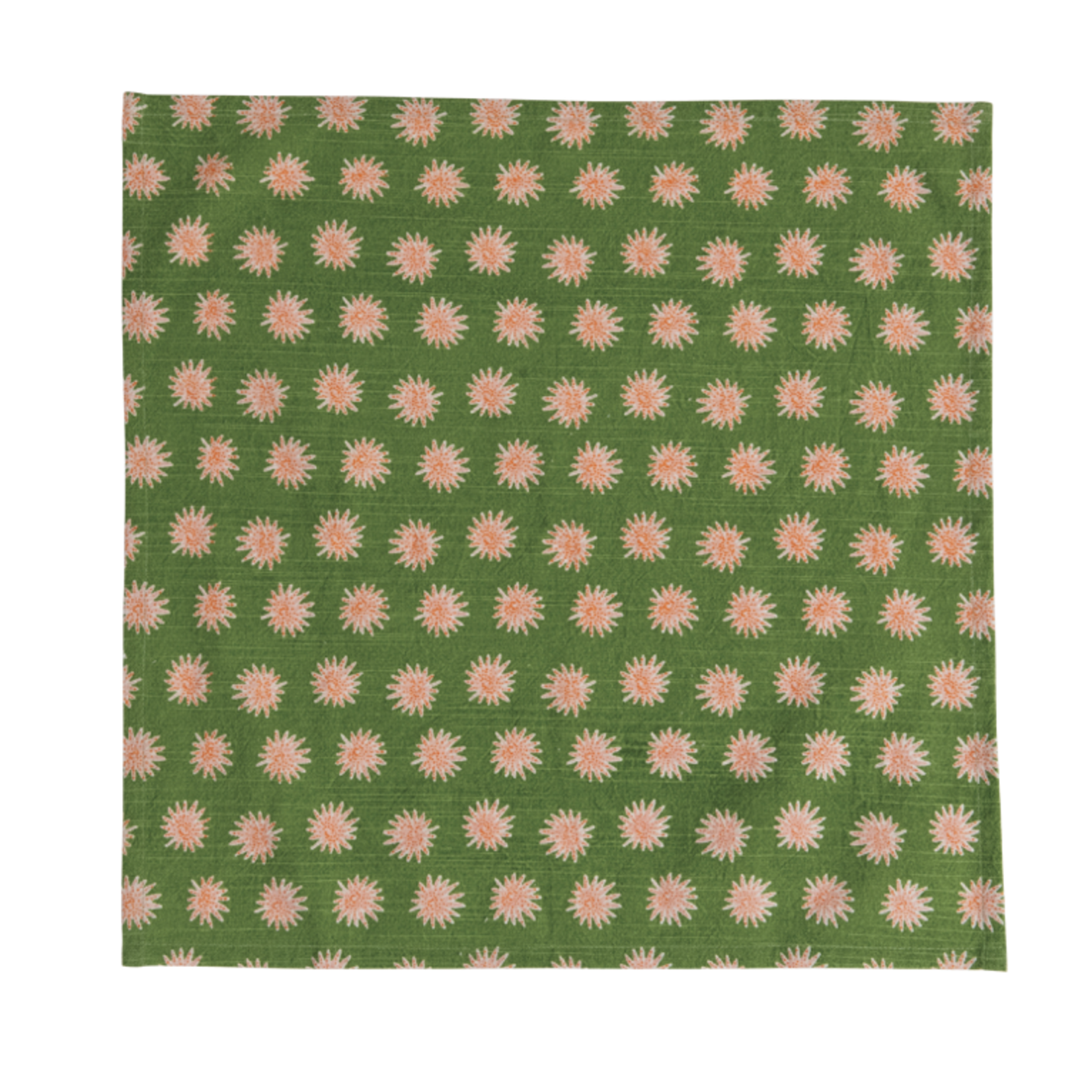 Cotton Slub Napkins with Green, White and Pink Pattern