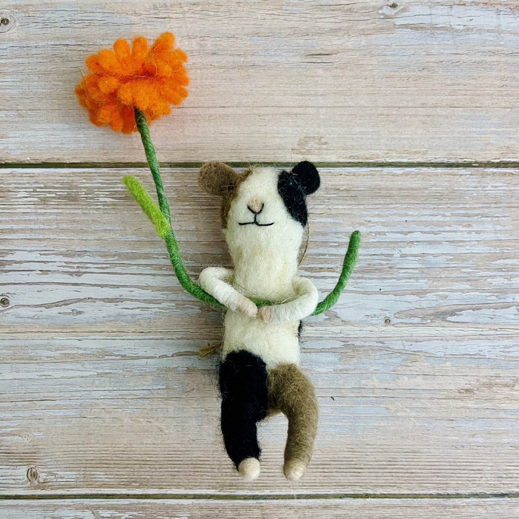 Wool Felt Animal with Flower Ornament