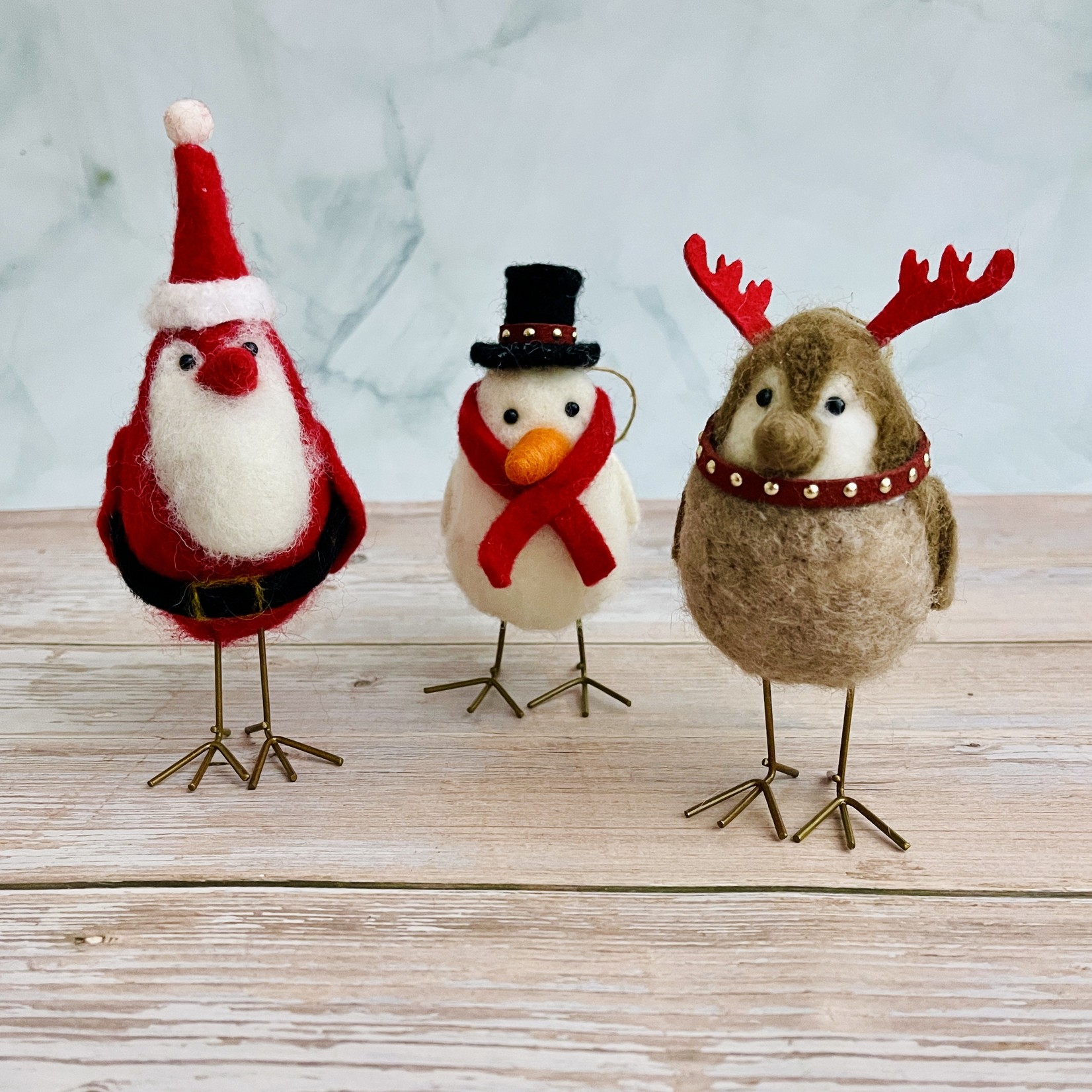 Wool Felt Bird in Holiday Outfit Ornament