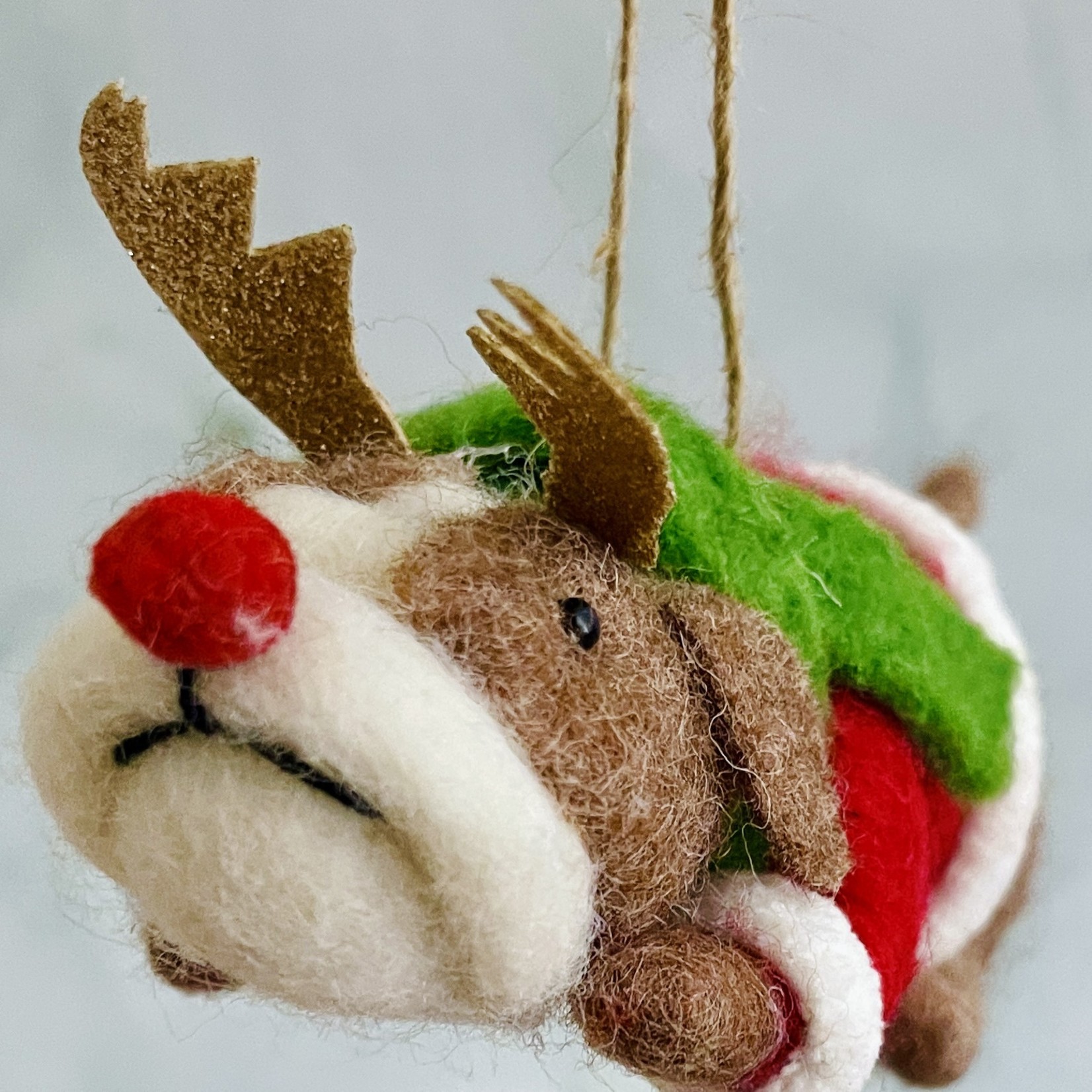 Wool Felt Dog in Holiday Outfit Ornament