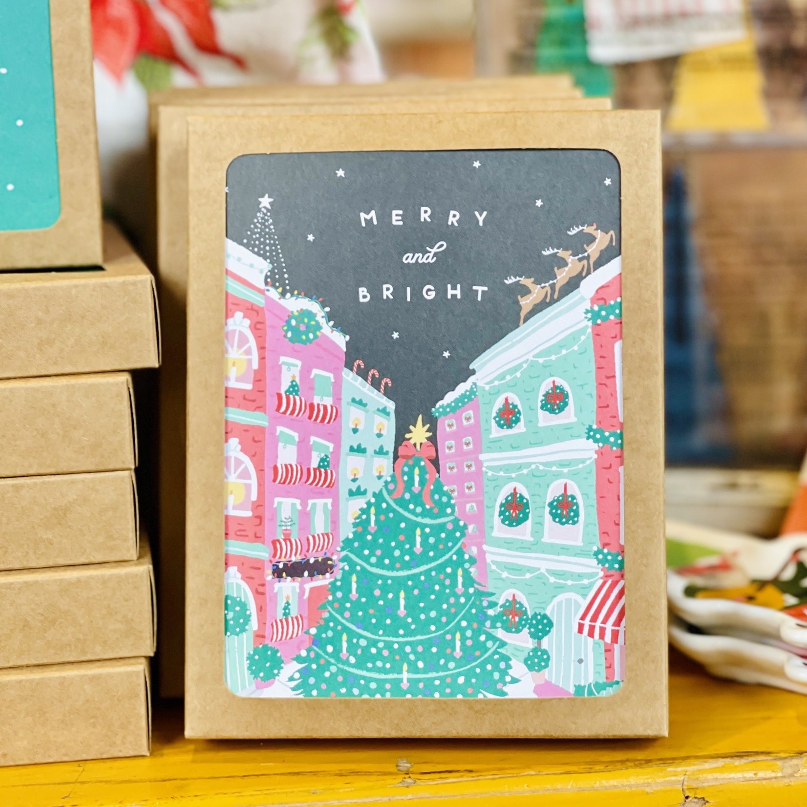 Boxed Town Tree Holiday Cards