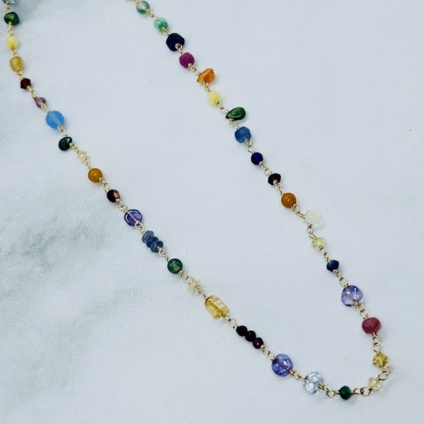 Handmade Rainbow Gemstone Candy Necklace, GF