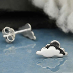 Nina Designs Layered Silver Cloud Stud Earrings