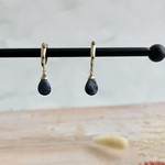 Handmade Earrings with lyre shaped hoop, peitersite briolette