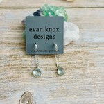 Handmade Silver Earrings with moss aquamarine on heart chain