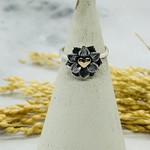 Nina Designs Silver Lotus Ring with Bronze Heart