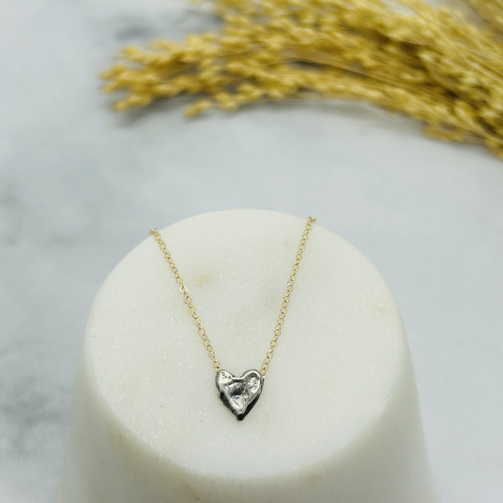 Handmade Sterling Silver Heart on 14kt Goldfilled Chain Necklace