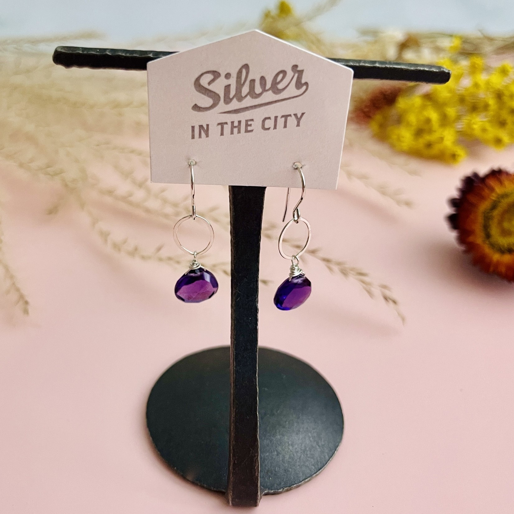 Judy Brandon Jewelry Sterling Silver Earrings with Amethyst
