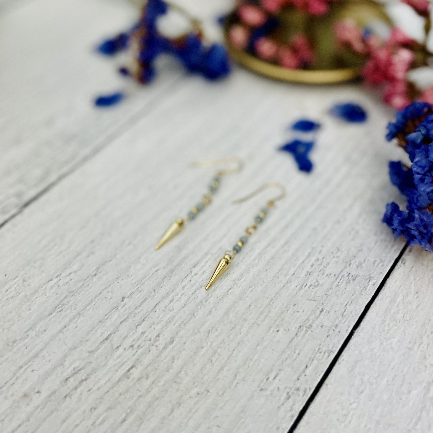 Laura Stark Designs Aquamarine Spike Earrings