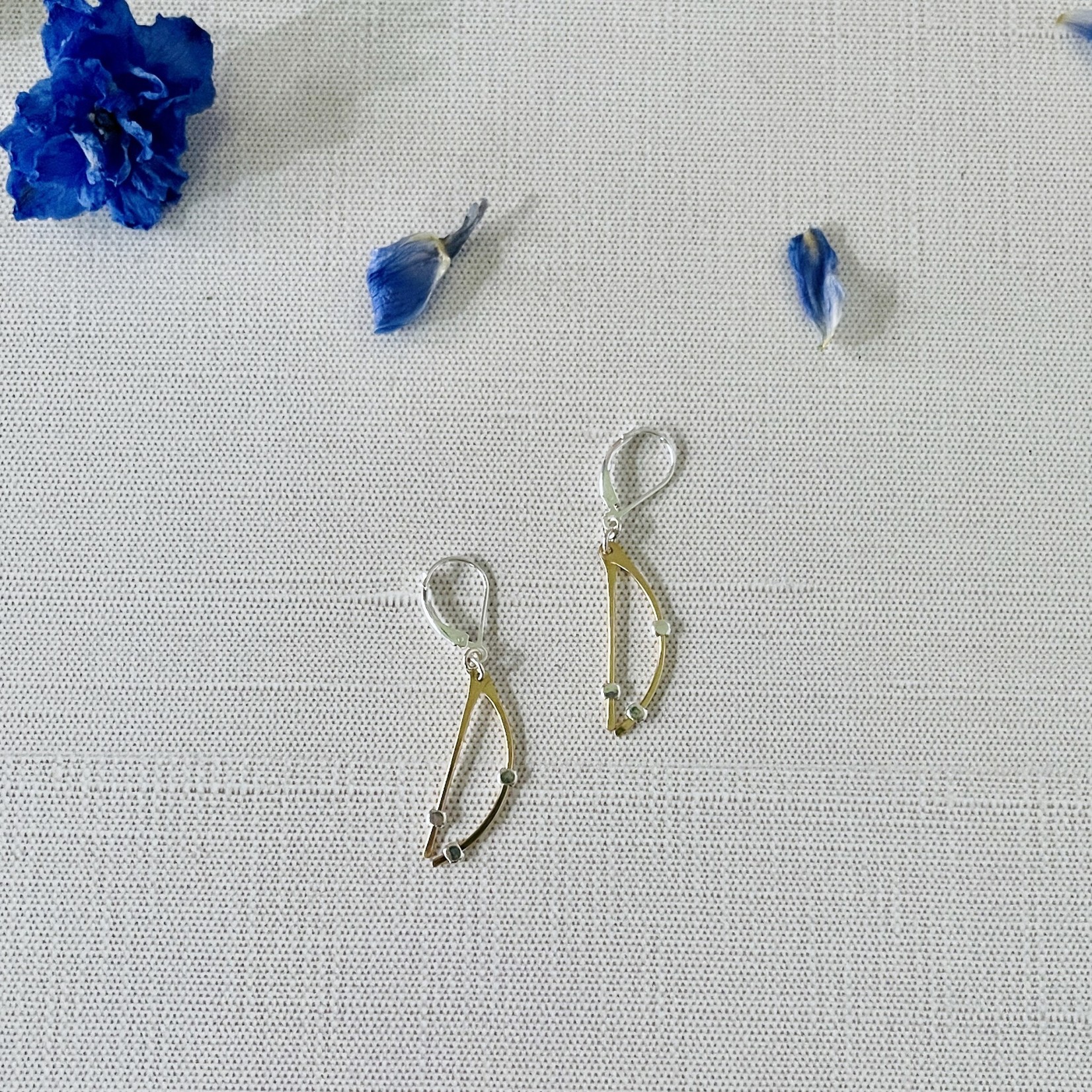 Astral Gold & Silver Curved Bars Earrings