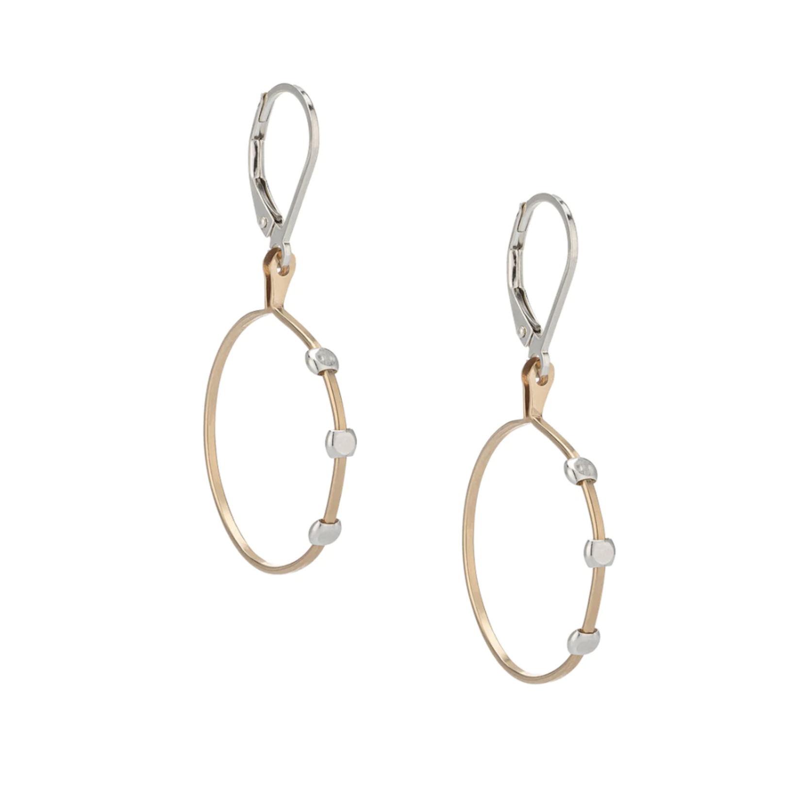Cosmos Flip Gold Circle w/ Silver Dots Earrings