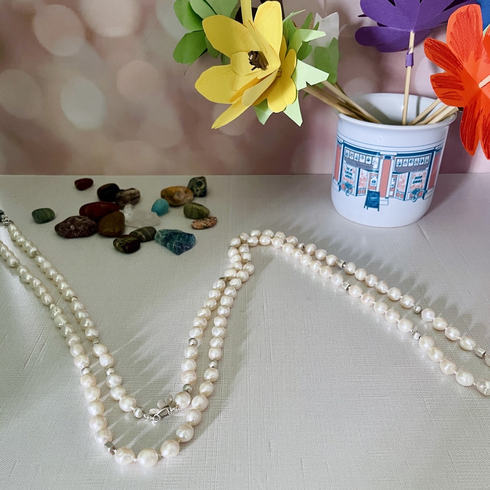 Handmade Necklace with White Pearls
