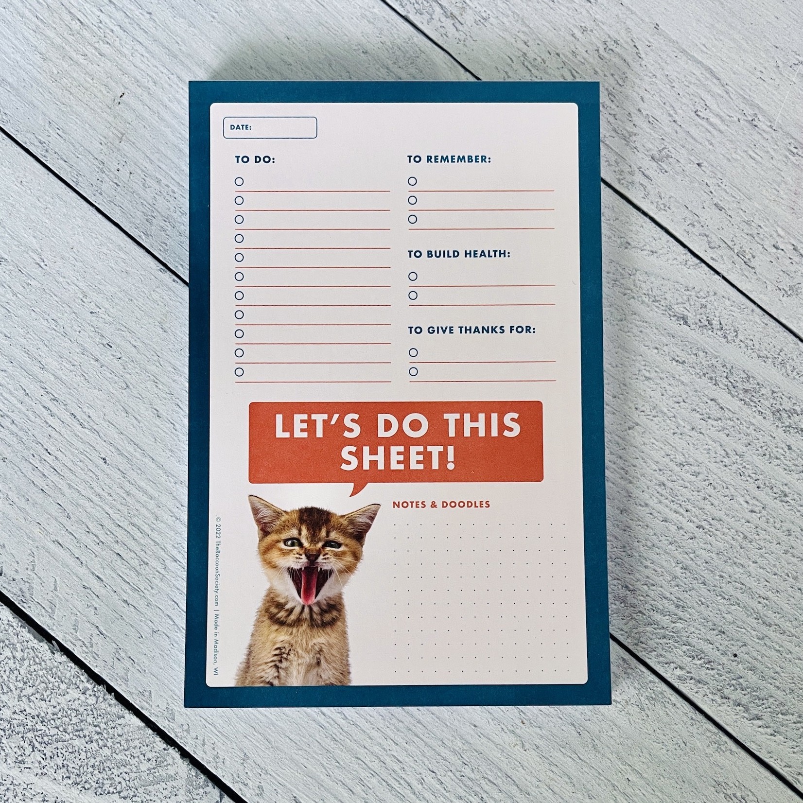 The Raccoon Society Overenthusiastic Cat - Do This Sheet Notepad