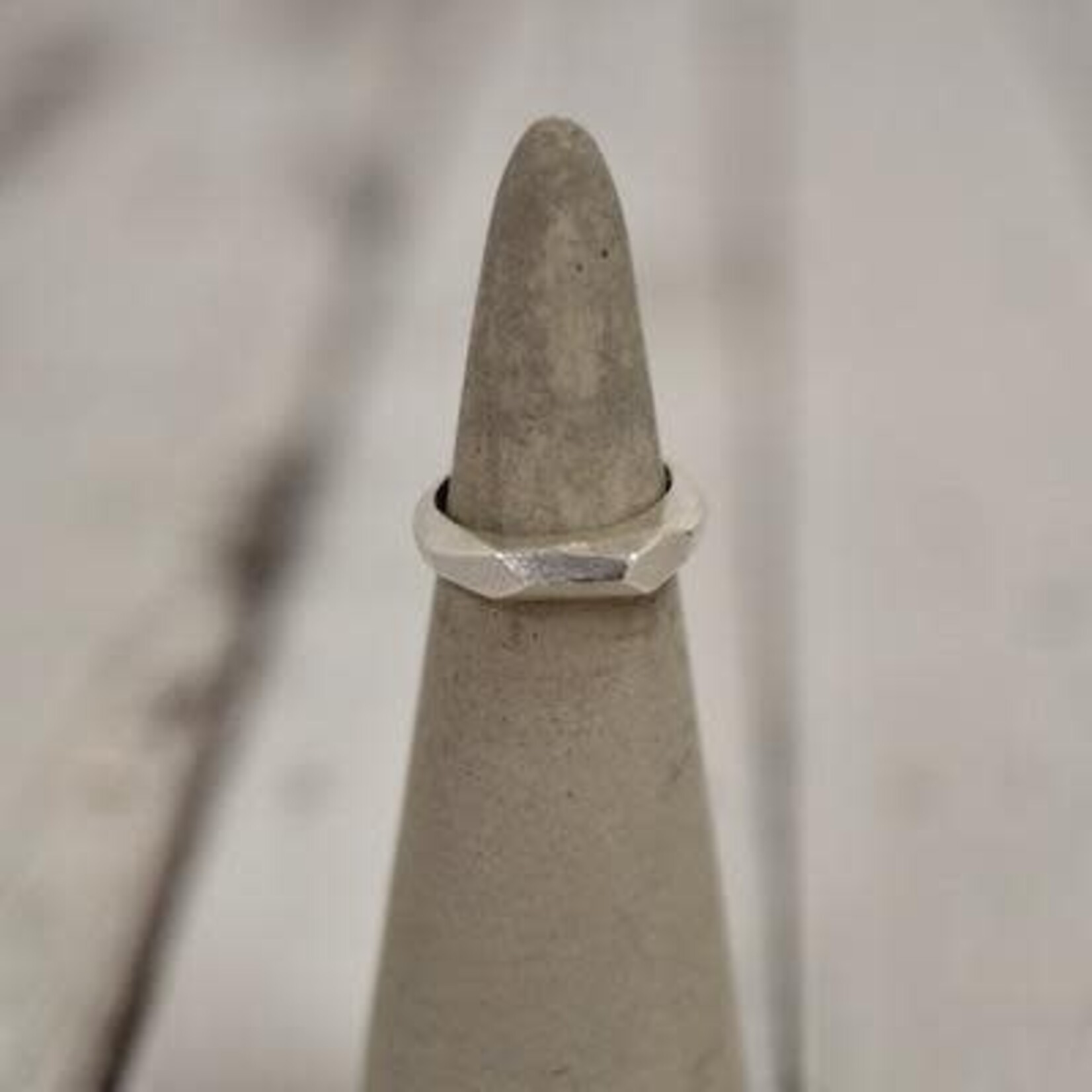 J&I Handmade Sterling Silver Faceted Narrow Band Ring
