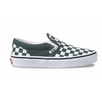 Vans Classic Slip-On Enfants - Damier Vert Trekking/Blanc Pur