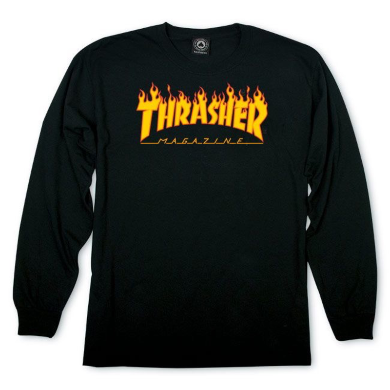 Thrasher Flame Logo Long Sleeve - Black