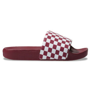 vans checkerboard slides red