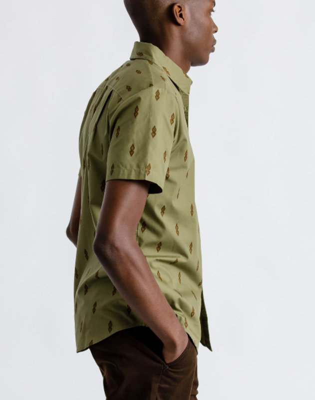 Brixton Charter Print Woven - Washed Olive