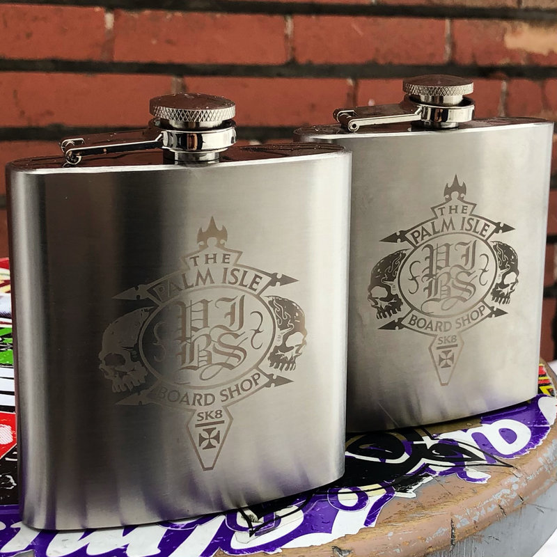 Palm Crest Flask - Silver
