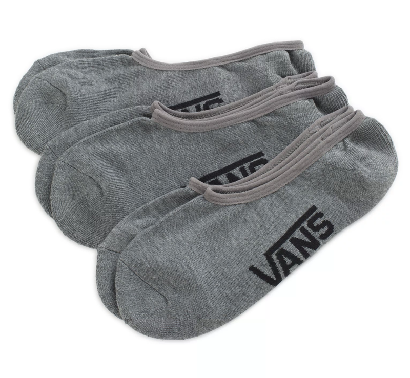 Vans Classic Super No Show Socks 3 Pack - Heather Grey