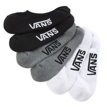 Vans Classic Super No Show Socks 3 Pack - Assorted Black/White/Grey