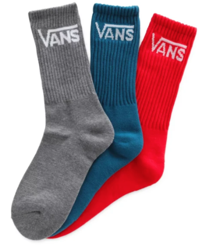 Vans Classic Crew Socks 3 Pack - Red/Blue/Grey