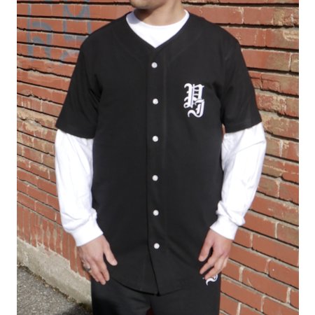Palm Stamp Baseball Shirt - Black