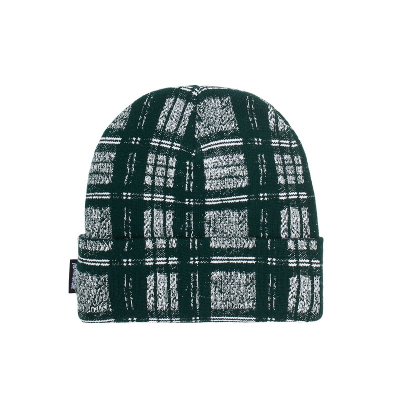 Fucking Awesome Distorted Plaid Cuff Beanie - Green/White