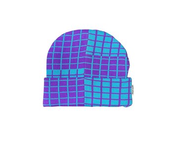 Checker Block Cuff Beanie - Purple/Blue