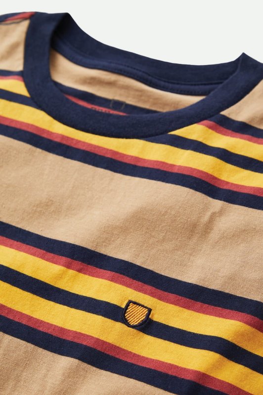 Brixton Hilt Shield Knit T-Shirt - Tan/Golden/Navy
