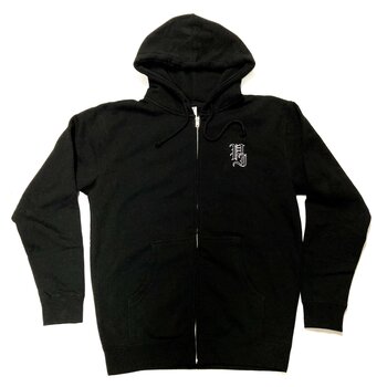 Palm Isle Stamp Embroidered Outline Zip Hoodie - Black