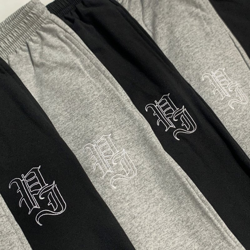 Palm Isle Stamp Outline Embroidered Sweatpants - Black