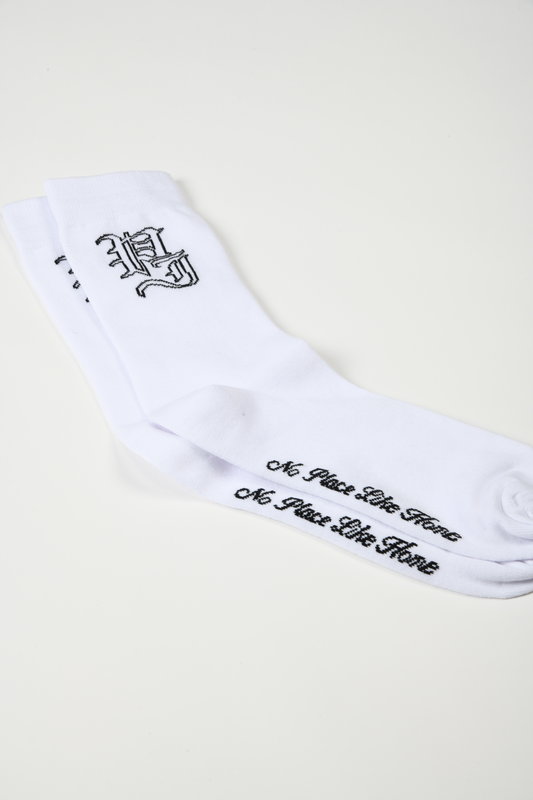 Palm Stamp Socks - White