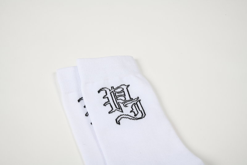 Palm Stamp Socks - White