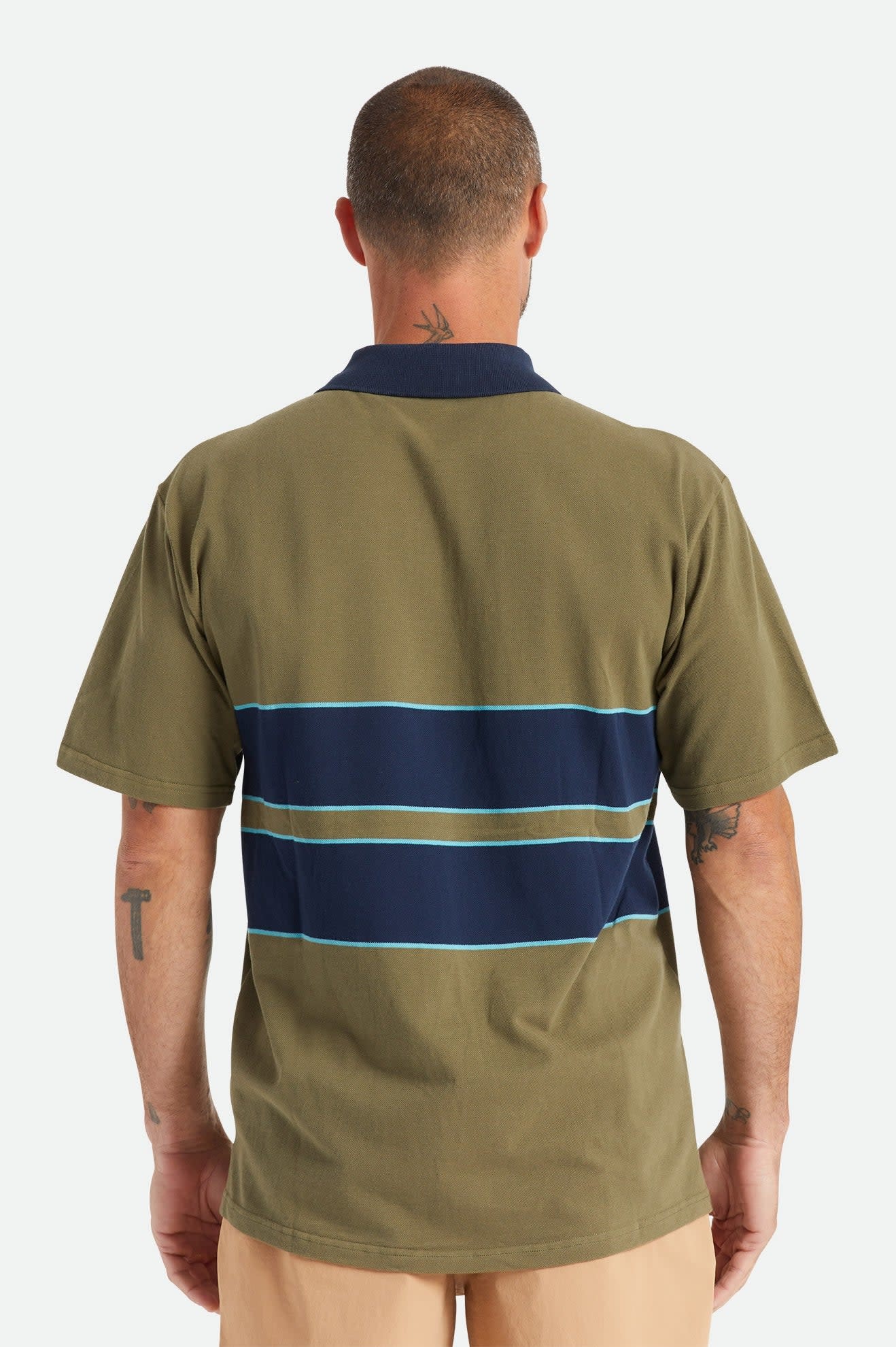 Brixton Shield Boxy S/S Polo Knit - Military Olive/Navy - Palm