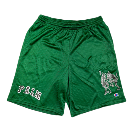 Palm Paul & League Basketball Mesh Shorts - Athletic Dark Green/White