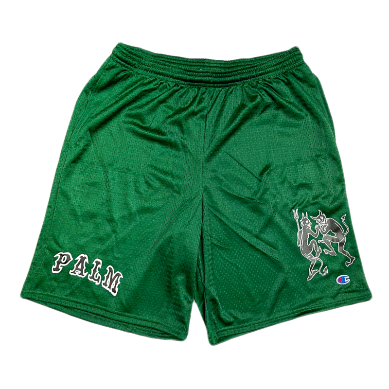 Palm Paul & League Basketball Mesh Shorts - Athletic Dark Green/White