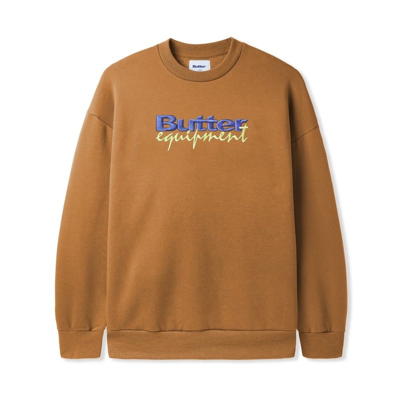 Butter Goods Equipment Embroidered Crewneck - Oak - Palm Isle