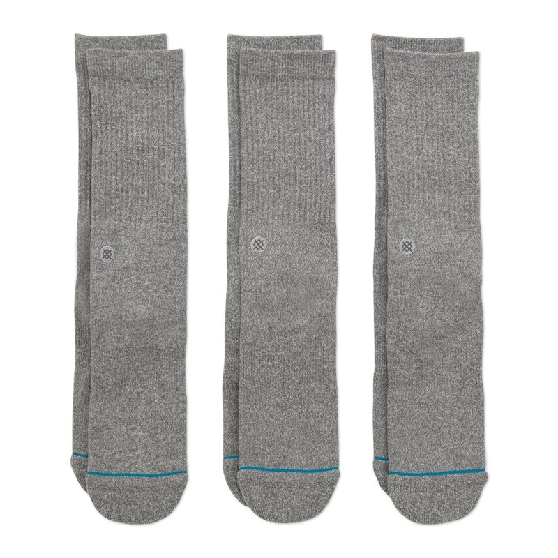 Stance Icon 3 Pack Crew Socks - Grey Heather