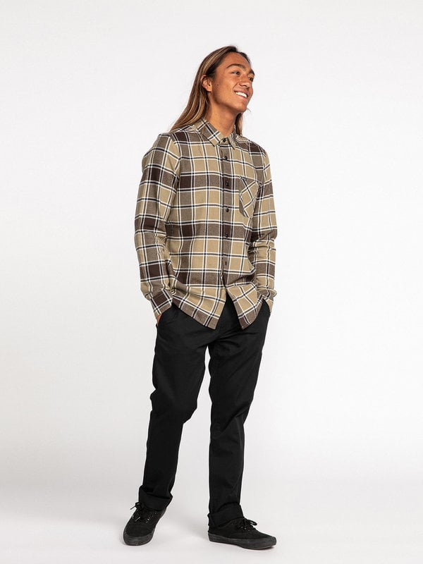 Volcom Caden Plaid Long Sleeve Flannel - Khaki