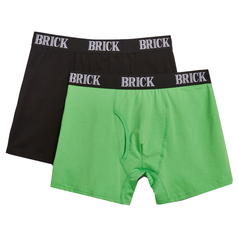 Brick Underneath Paquet de Boxer Solid - Noir/Vert
