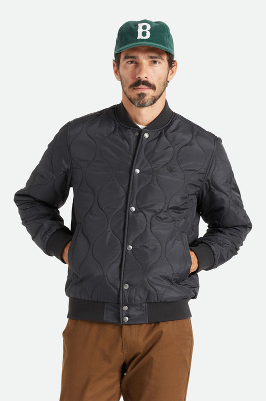 Brixton Dillinger Quilted Bomber Jacket - Black - Palm Isle Skate Shop